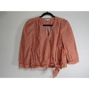 Madewell Peach Star V Neck 3/4 Sleeve Top Women's Medium Peasant Cottagecore